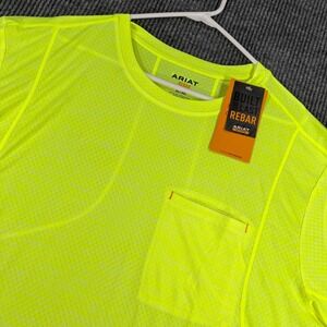 Ariat Rebar Shirt High Visibility Mens 3XL XXXL Neon Green Short Sleeve Work New